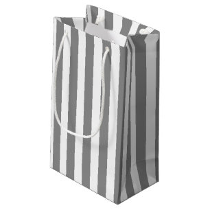 Gray and white candy stripes small gift bag