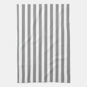 Gray and white candy stripes tea towel