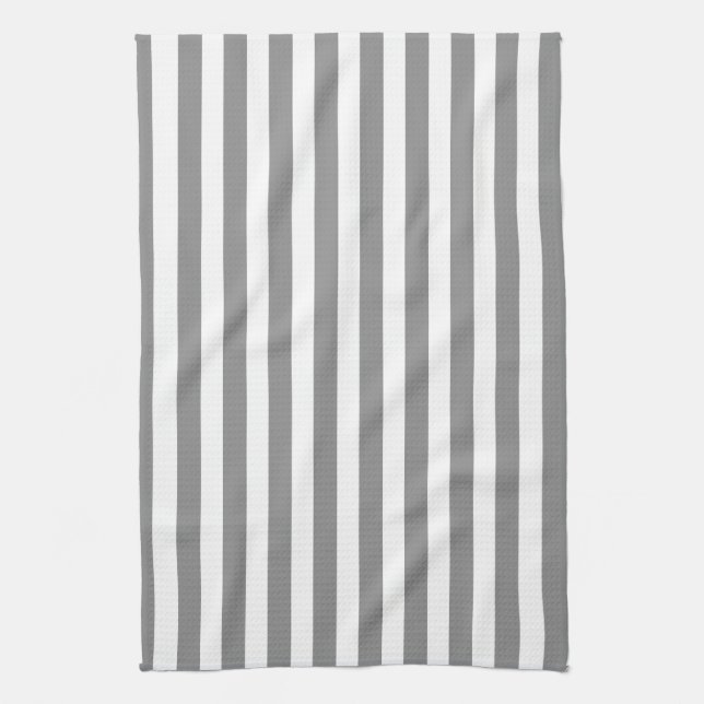 Gray and white candy stripes tea towel (Vertical)