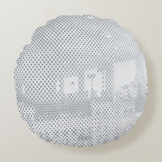 Gray and white checkered textile round cushion (Front)
