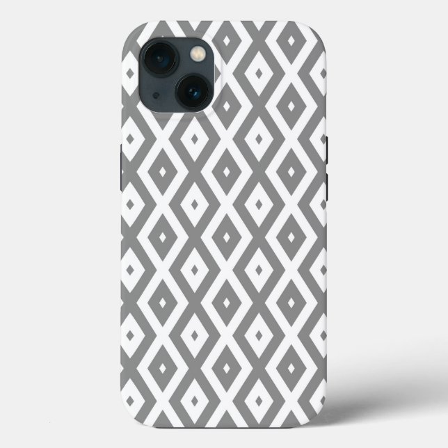 Gray and white diamond pattern Case-Mate iPhone ca Case (Back)