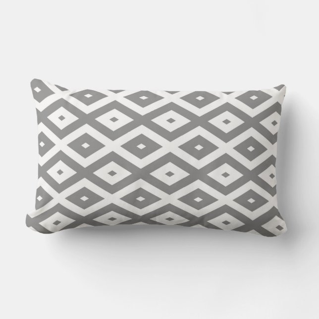Gray and white diamond pattern lumbar cushion (Front)