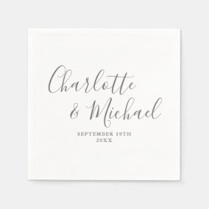 Gray And White Elegant Signature Wedding Napkin