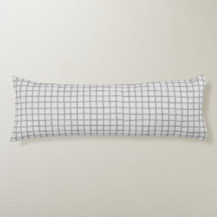 Gray and White Grid Striped Pattern Body Cushion