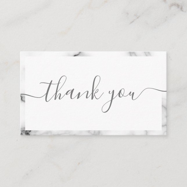 Gray and white marble effect, customer thank you enclosure card (Front)