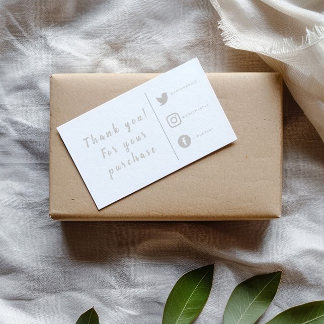 Gray and white social Links customer Insert Cards (Gray and white enclosure card with social media to say thank you to your customers )