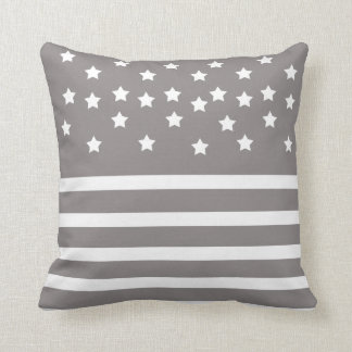 Gray and White Stars & Stripes Cushion