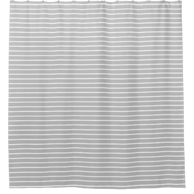Gray and White stripe Shower Curtain (Front)