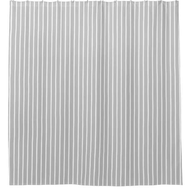 Gray and White stripe Shower Curtain (Front)