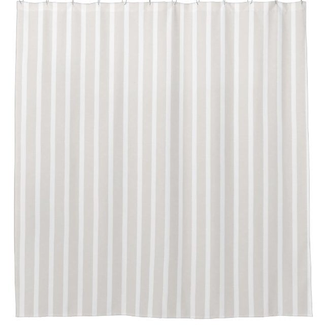 Gray and white Striped Elegant Neutral Stripes Shower Curtain (Front)
