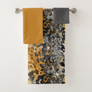 Gray and yellow abstract  bath towel set