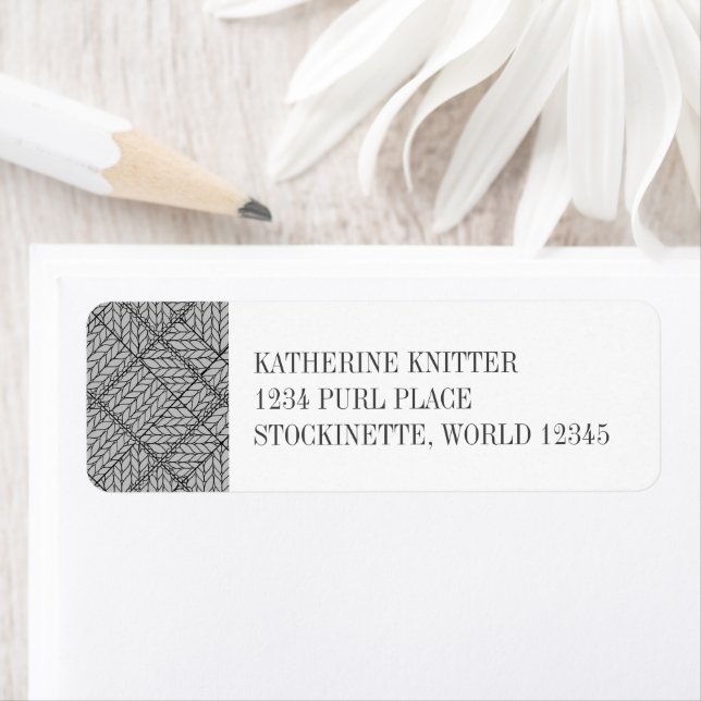 GRAY ARGYLE KNIT Return Address Labels  (Insitu)