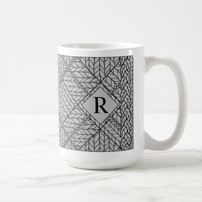 GRAY ARGYLE KNIT Tall White Mug + Text (Right)