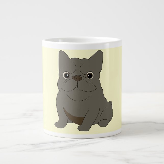 Gray Baby French Bulldog, Cream, Large Coffee Mug (Front)