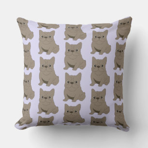 Gray Baby French Bulldog, purple, lavender Cushion