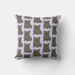 Gray Baby French Bulldog, purple, lavender Cushion