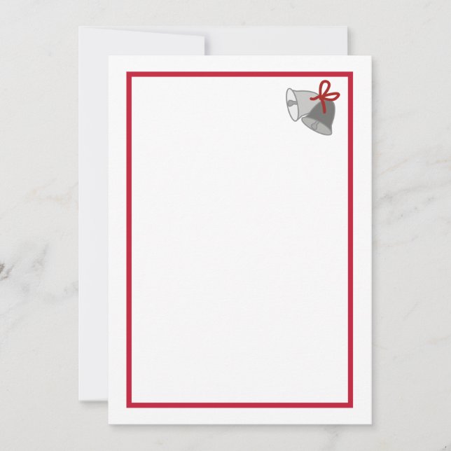 Gray bells with red ribbon image on Wedding Invite (Front)