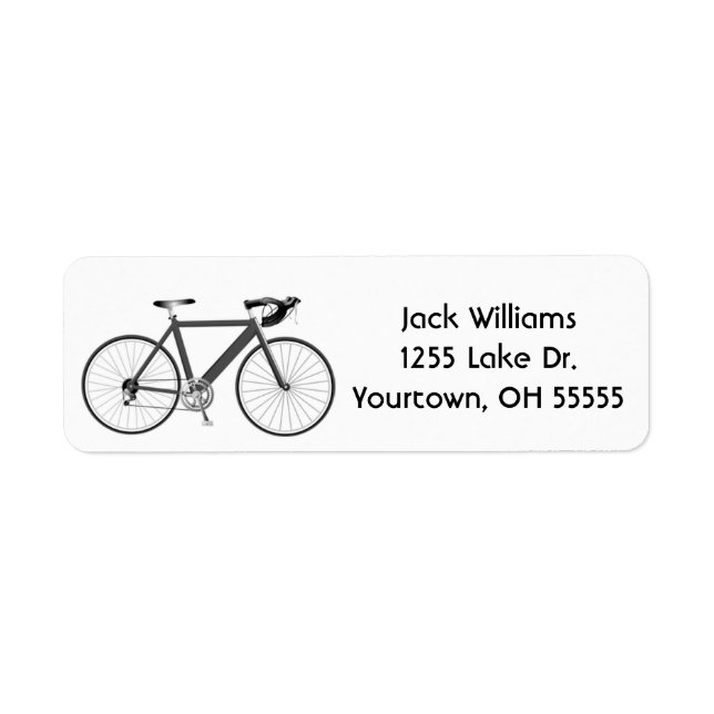 gray bicycle on white label return address label (Front)