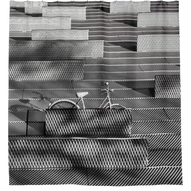 GRAY BICYCLE SHOWER CURTAIN (Front)