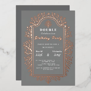 Gray Birth.. Double Celebration Foil Holiday Card
