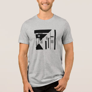 Gray Black Geometric Slanted MCM Abstract Small Tri-Blend Shirt