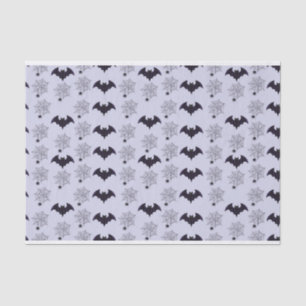GRAY & BLACK HALLOWEEN BATS & SPIDER WEBS TISSUE PAPER