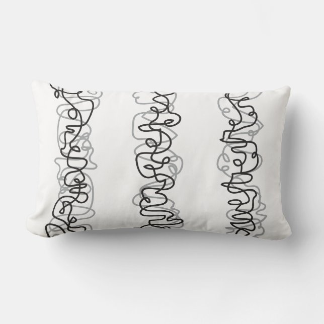 GRAY & BLACK LINES DESIGN Retro Throw Pillow (Front)