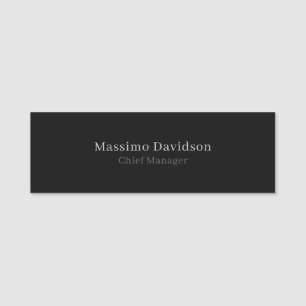Gray Black Modern Minimalist Simple Serif Font Name Tag