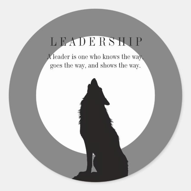 Gray Black Pop Art Leadership Wolf Howling Classic Round Sticker (Front)
