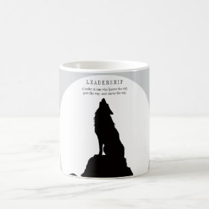 Gray Black Pop Art Leadership Wolf Howling Coffee Mug