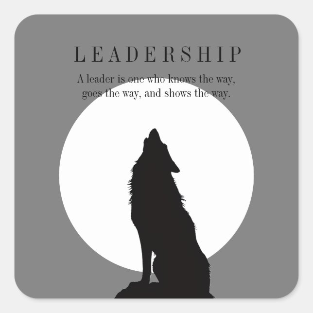 Gray Black Pop Art Leadership Wolf Howling Square Sticker (Front)