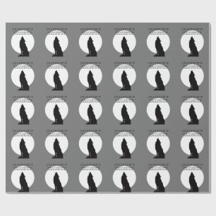 Gray Black Pop Art Leadership Wolf Howling Wrapping Paper