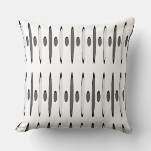 Gray Black Retrofuturism Designer Retro Modern 60s Cushion
