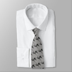 Gray Black Stag Deer Silhouette Outdoorsman Tie