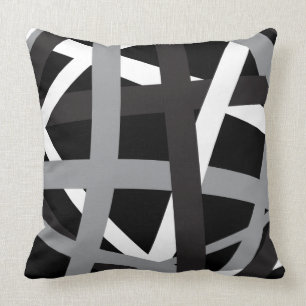 GRAY BLACK STRIPES DESIGN Retro Throw Pillow