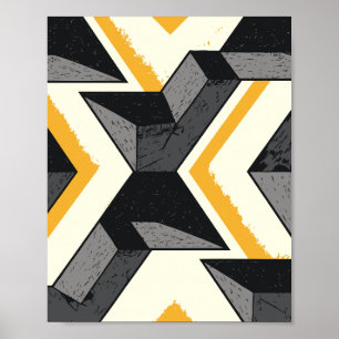 Gray & Black Structures Framed by Golden Light Poster