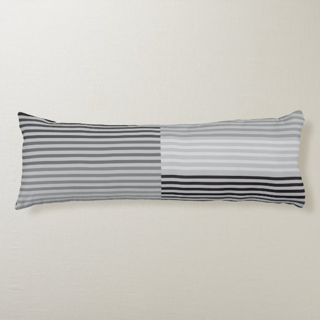 Gray, Black, White Stripes Body Cushion (Front)