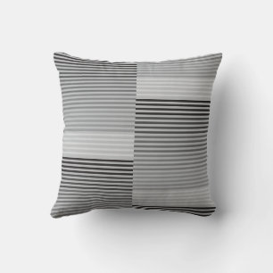 Gray, Black, White Stripes Cushion