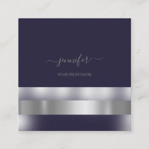 Gray Blue Navy Makeup Artist Influencer Silver Square Business Card