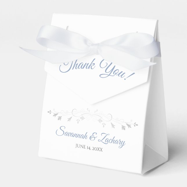 Gray & Blue Simple Elegant Wedding Thank You Favour Box (Front Side)