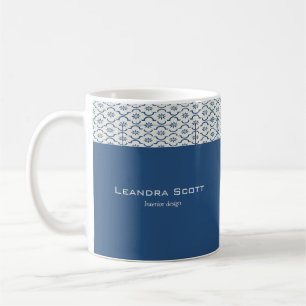 Gray blue tiling print coffee mug