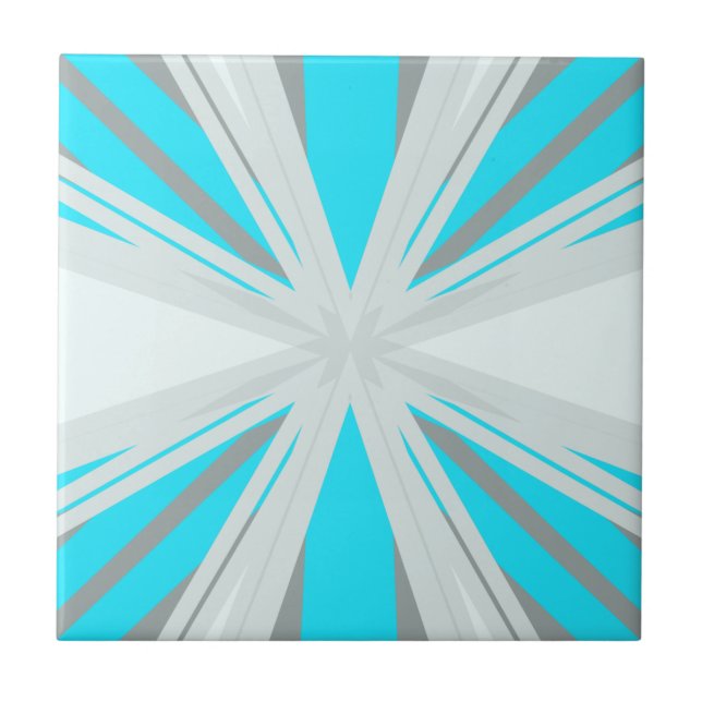 Gray Blue White Winter Christmas Snowflake Star Ceramic Tile (Front)