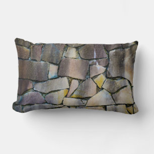 Gray brick wall lumbar cushion