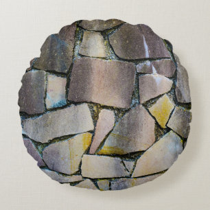 Gray brick wall round cushion