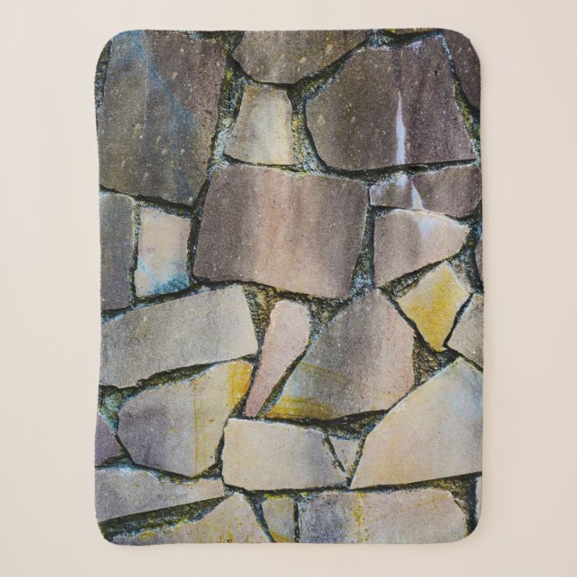 Gray brick wall sherpa blanket (Front)