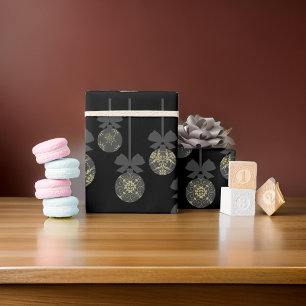 Gray Bulb Ornaments Christmas Wrapping Paper