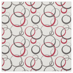 Gray Burgundy Red Rings Modern Geometric Pattern Fabric