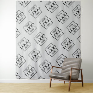 Gray Business Logo Pattern Trade Show Backdrop Tapestry