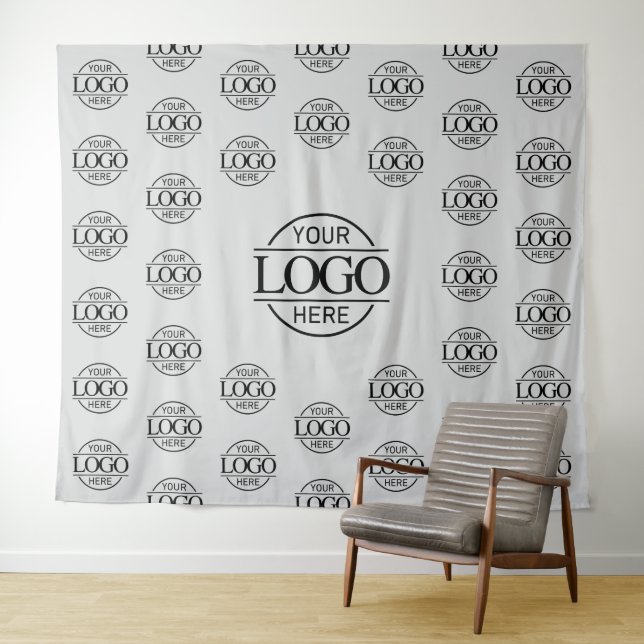 Gray Business Logo Step & Repeat Backdrop Banner Tapestry (In Situ (Horizontal))