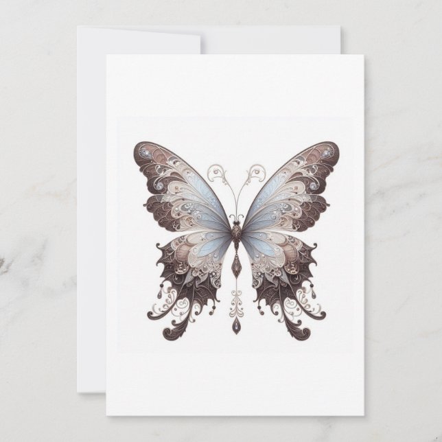 gray butterfly invitation (Front)